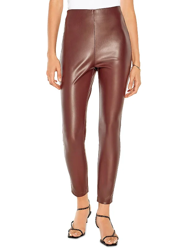 Embroidered linen pants for women in a natural styleBianca Womens Faux Leather High Rise Leggings