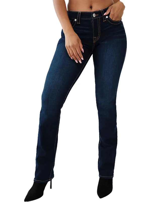 Linen blend palazzo pants for women in a breezy styleBillie Womens Mid-Rise Dark Wash Straight Leg Jeans