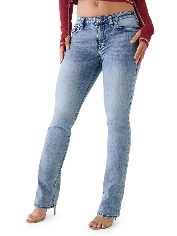 High waisted bootcut pants with belt loops for women in a flattering and adjustable styleBillie Womens Mid-Rise Stretch Straight Leg Jeans