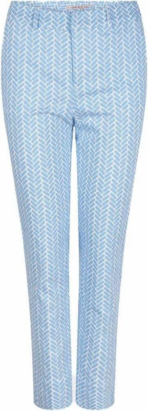 Recycled material pants for women in an eco - friendly optionBlock Print Trouser In Blue/white