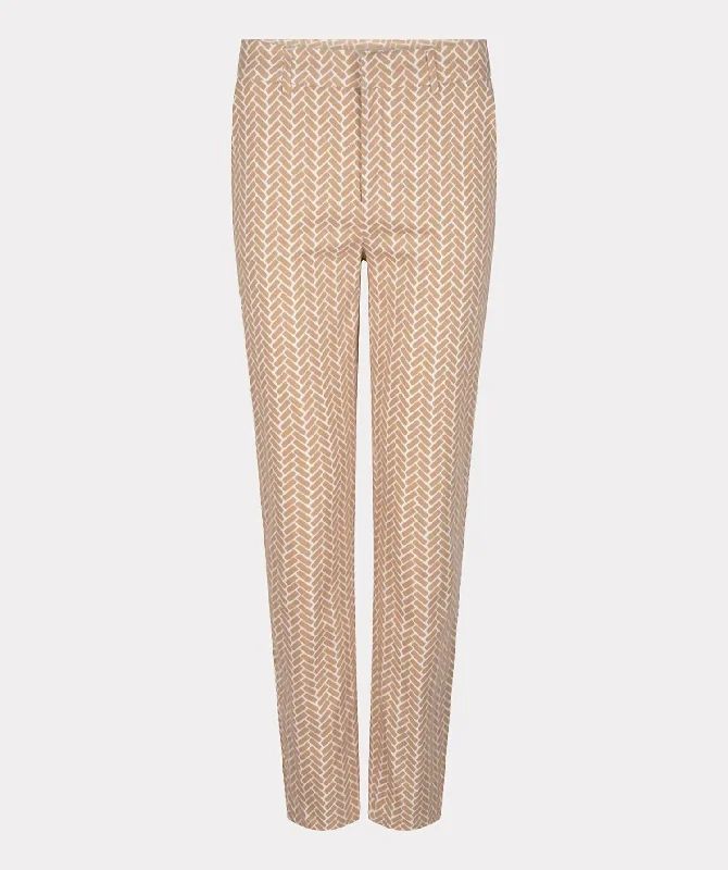 Striped pants for women in a bold lookBlock Print Trouser In Tan/white
