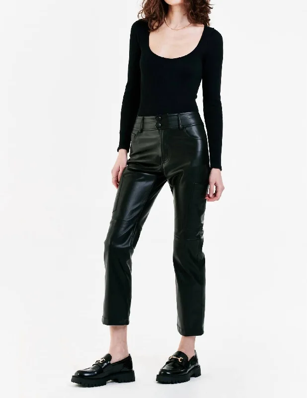 Solid color cigarette pants for women in a minimalist lookBrooklyn High Rise Slim Straight Pants In Black
