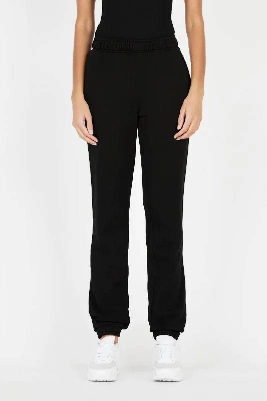 Linen blend cigarette pants for women in a breezy and modern styleBrooklyn Sweats Pant In Jet Black