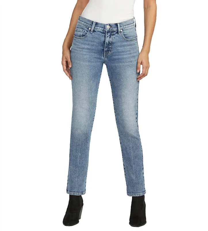 Metallic wide leg dress pants for women in a shiny and glamorous styleCassie Slim Fit Mid Rise Jean In Beacon Blue