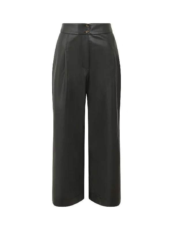 Paisley print wide leg pants for women in a unique and exotic styleCrolenda Pu Trousers In Blackout