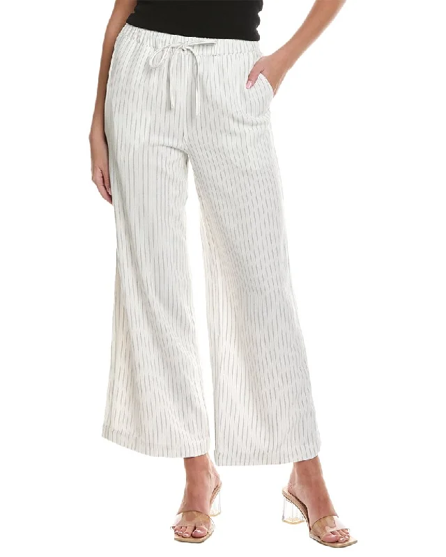 Metallic wide leg dress pants for women in a shiny and glamorous styleCrystal Kobe Drawstring Linen-Blend Pant