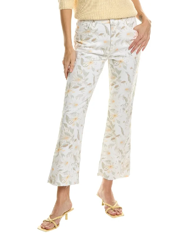 Tartan plaid wide leg dress pants for women in a vintage and formal styleCurrent/Elliott The Boulevard Wild Flowers Blanc Bootcut Jean