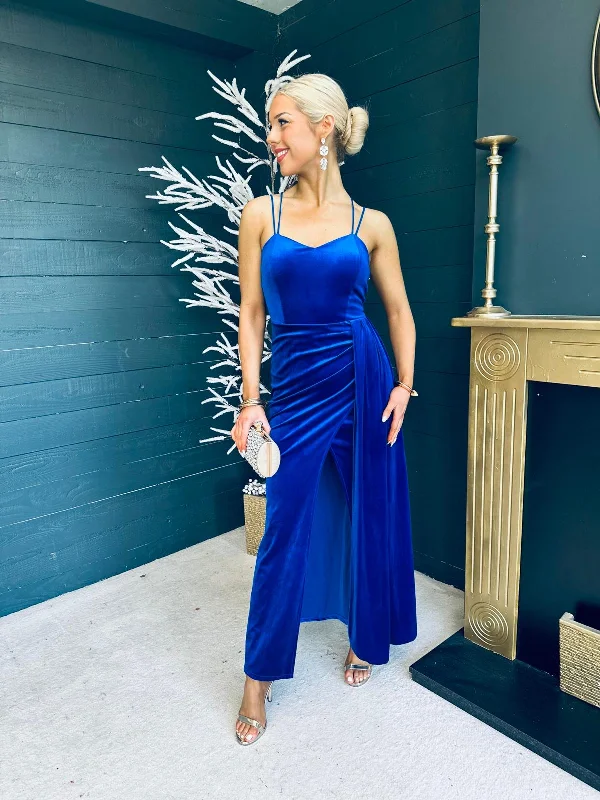 Beaded Party Dresses with Tulle Skirt for Ladies' Formal DancesDanise Velvet Detail Dress Cobalt