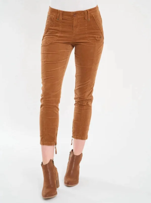 Polyester blend wide leg pants for women in a durable and stylish styleEliam Corduroy Pant In Burnt Henna
