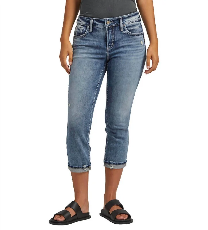 Wrinkle resistant pants for women on business tripsElyse Mid Rise Capri Jean In Indigo