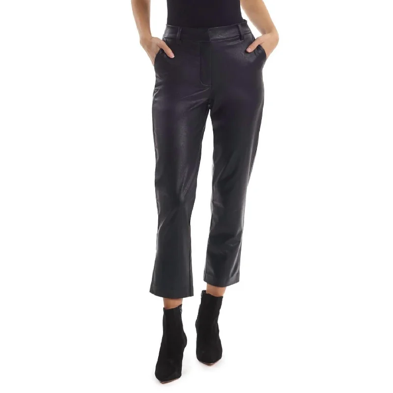 Ripped boyfriend jeans for women in a casual and cool styleFaux Leather Cropped Trousers In Black