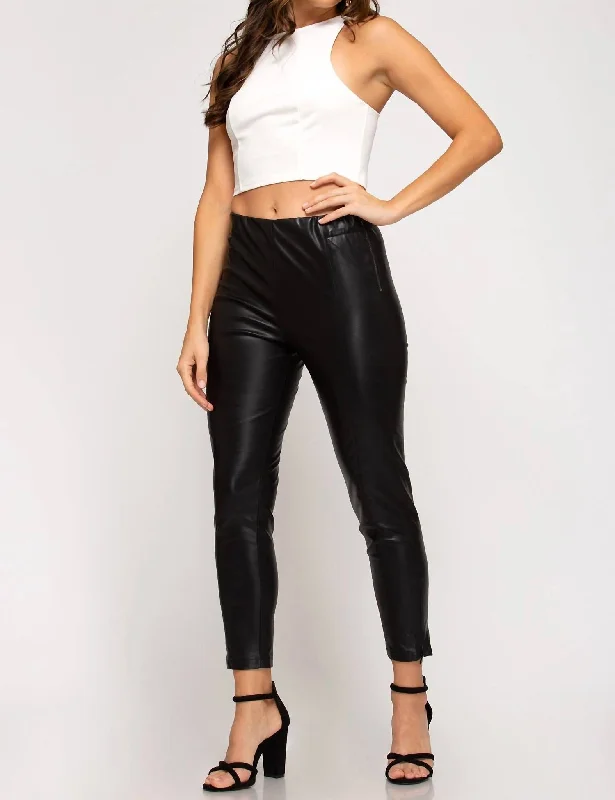 Casual straight leg jeans for women to wear dailyFaux Leather Pants In Black