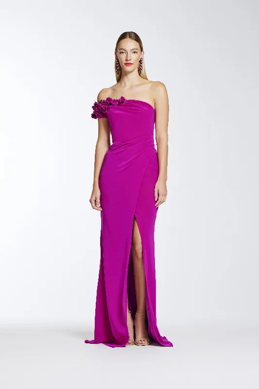 Party Dresses with Sheer Sleeve and Sequined Cuffs and Bow at the Waist and Embroidered Skirt for Ladies' Elegant and Intricate LookFrascara 4415 Party Dresses with Sheer Sleeve and Sequined Cuffs and Bow at the Waist and Embroidered Skirt for Ladies' Elegant and Intricate LookFrascara 4415