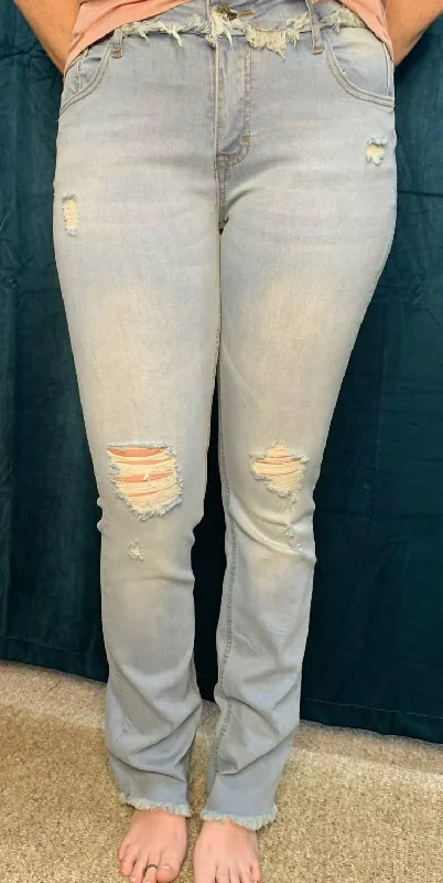Flared pants for women to flatter the figureFrayed/split Hem Jean In Antique Wash