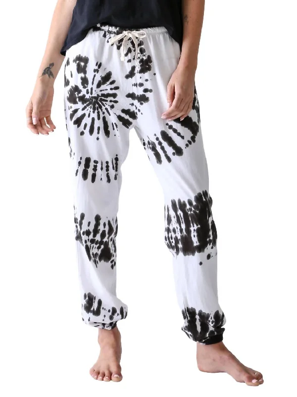 Cuffed straight leg pants for women in a neat lookGarbo Jogger In Cloud/onyx Tie Dye