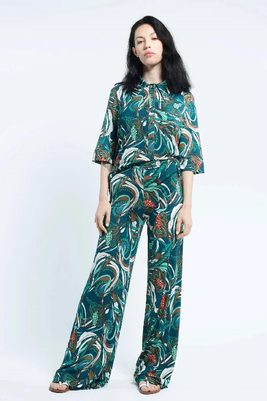 Patchwork cotton pants for women in a handmade lookGuidecca Pant In Corail Aqua Vert