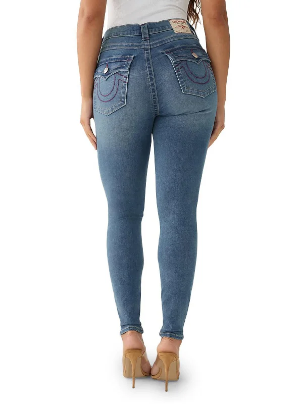 Cuffed flared pants for women in a retro - inspired styleHalle Womens High-Rise Stretch Skinny Jeans