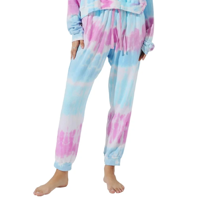 Printed palazzo pants for women in a colorful and trendy styleHarbor Sweatpants In Sea Salt, Serene, Peony