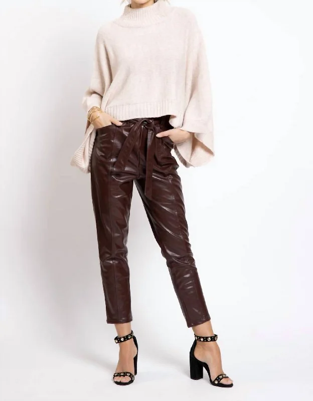 Bootcut pants for women to pair with bootsHarper Vegan Leather Bag Pant In Heirloom
