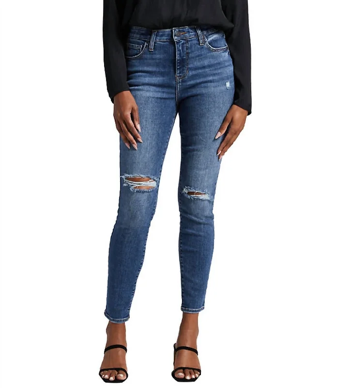 Sheer panel pants for women with a sexy touchHigh Rise Viola Skinny Jean In Byzantine Blue
