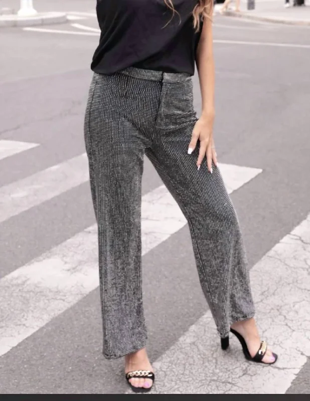 Velvet cigarette pants for women in a sophisticated and stylish lookJazzy Studded Pants In Black