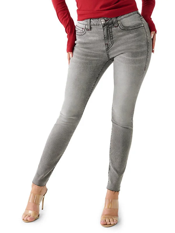 Recycled polyester pants for women in an eco - conscious choiceJennie Curvy Womens Mid-Rise Raw Hem Skinny Jeans