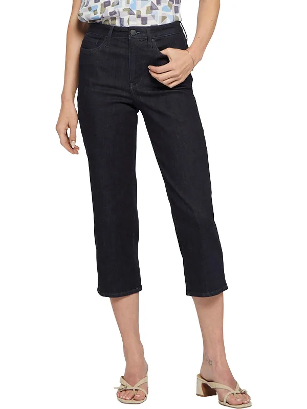 Plaid wide leg jeans for women in a preppy and trendy styleJoni Womens High Rise Relaxed Capri Jeans