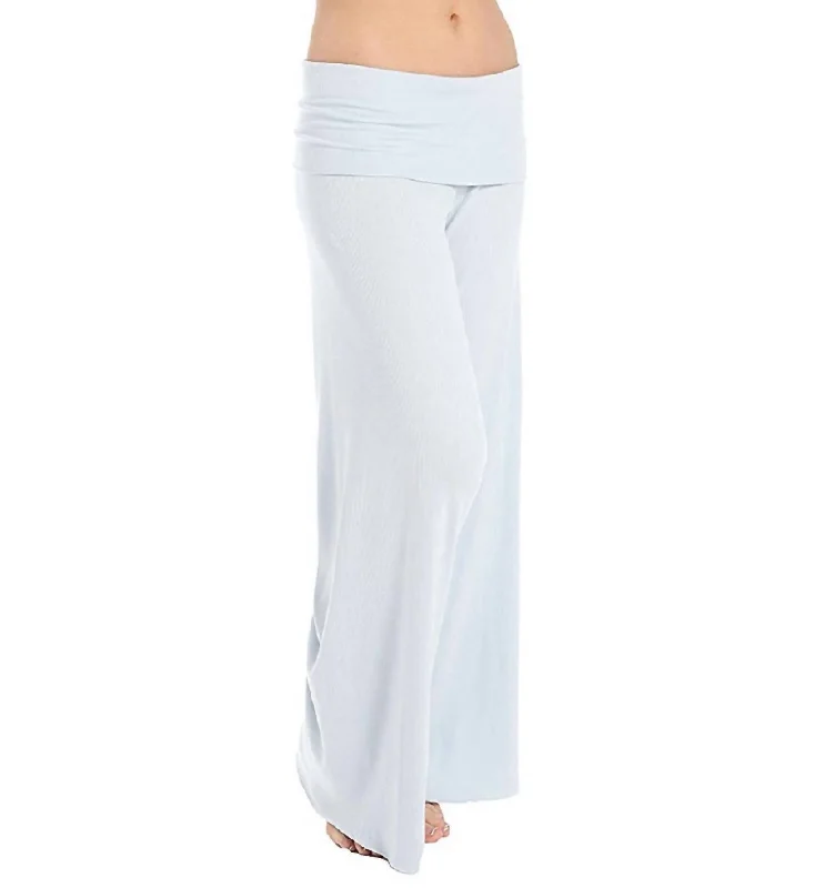 Thermal lined wide leg pants for women in a warm and stylish styleJordan Fold Over Knit Pant In Pearl