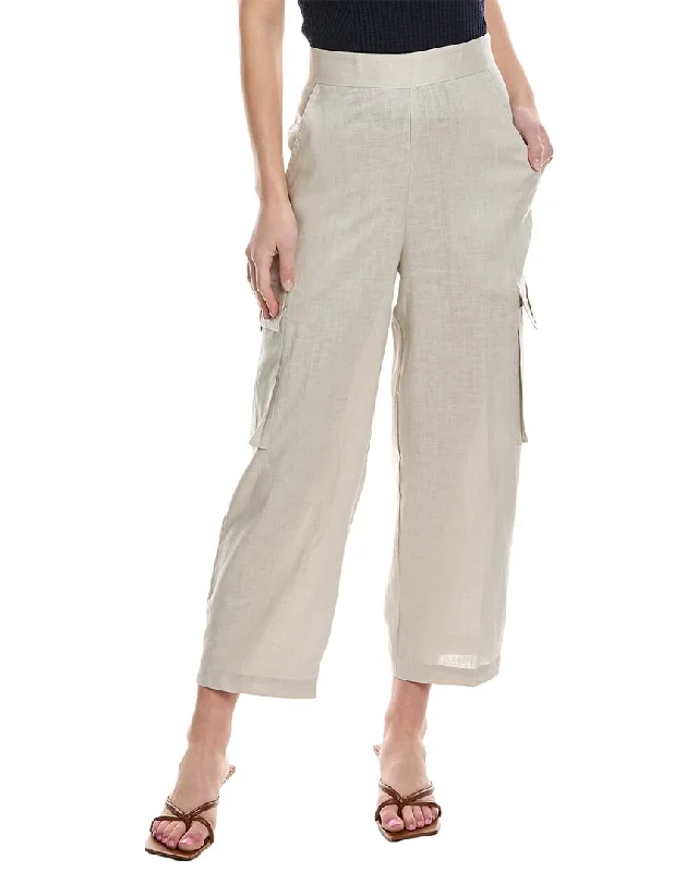 Embroidered linen pants for women in a natural styleJust Bee Queen Sonny Linen Pant