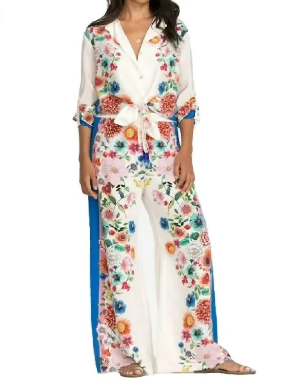 Cuffed wide leg dress pants for women in a stylish and neat lookKailani Easy Pant In Multi