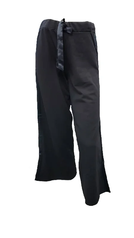 Printed wide leg jeans for women in a colorful and trendy styleKimber Crop French Terry Wide Leg Crop Pant With Satin Stripes In Black