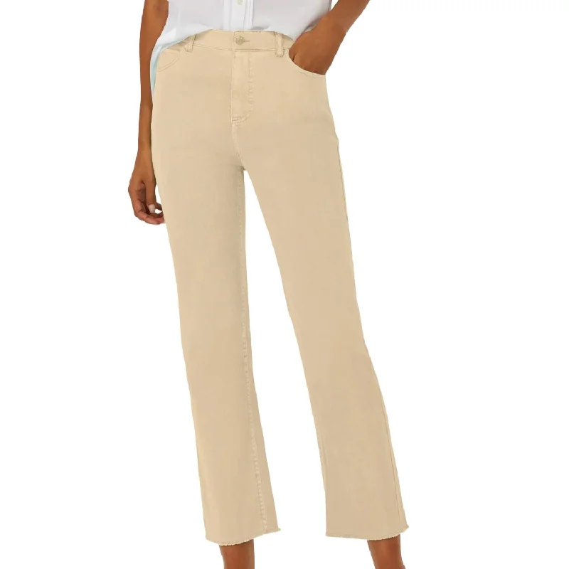 Leather look wide leg pants for women in a bold and stylish lookLa Cienega Jeans In Sand