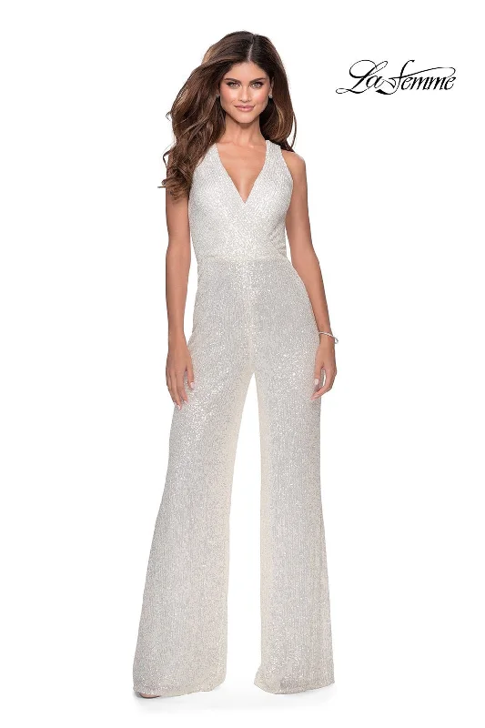 Party Dresses with Satin and Lace Trimmed Neckline and Ruffled Sleeves and Embroidered Skirt for Ladies' Sophisticated and Intricate LookLa Femme 28719 Party Dresses with Satin and Lace Trimmed Neckline and Ruffled Sleeves and Embroidered Skirt for Ladies' Sophisticated and Intricate LookLa Femme 28719