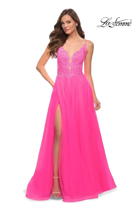 Organza Party Dresses with Sparkly Appliques for Ladies' Delicate and Dreamy LookLa Femme 29964 Organza Party Dresses with Sparkly Appliques for Ladies' Delicate and Dreamy LookLa Femme 29964