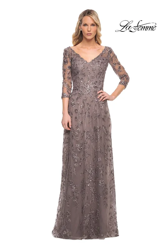 Party Dresses with Tulle Overlay and Beaded Bodice and High Low Hem for Ladies' Dramatic and Graceful LookLa Femme 29994 Party Dresses with Tulle Overlay and Beaded Bodice and High Low Hem for Ladies' Dramatic and Graceful LookLa Femme 29994