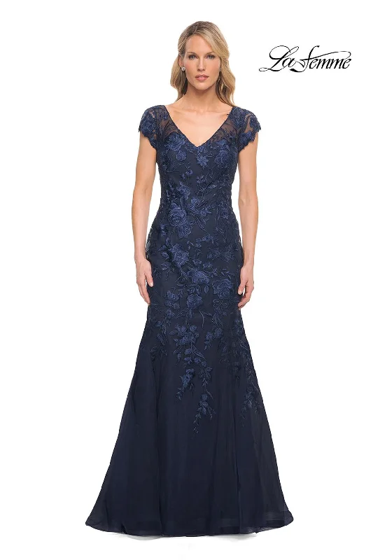 Party Dresses with Metallic Studs and Leather Trim for Ladies' Edgy and Rocker LookLa Femme 30269 Party Dresses with Metallic Studs and Leather Trim for Ladies' Edgy and Rocker LookLa Femme 30269