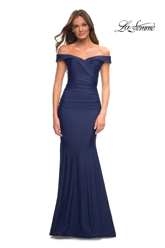 Party Dresses with Beaded Waistbands and Tiered Skirts for Ladies' Glamorous and Voluminous LookLa Femme 30736 Party Dresses with Beaded Waistbands and Tiered Skirts for Ladies' Glamorous and Voluminous LookLa Femme 30736