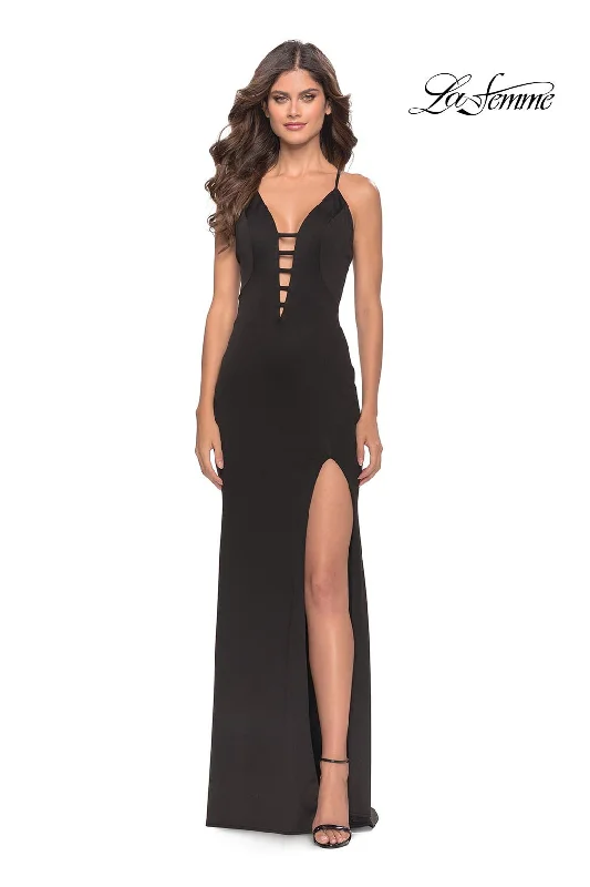 Empire Waist Party Dresses with Satin Sash for Ladies' Curvy Figure FlatteringLa Femme 31370 Empire Waist Party Dresses with Satin Sash for Ladies' Curvy Figure FlatteringLa Femme 31370