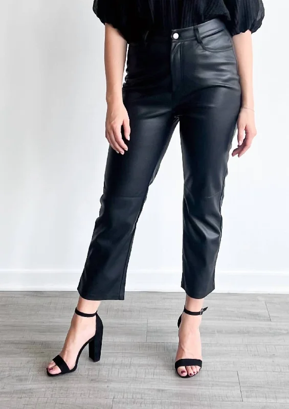 Leather look wide leg denim pants for women in a bold and stylish lookLani Pu Pant In Black
