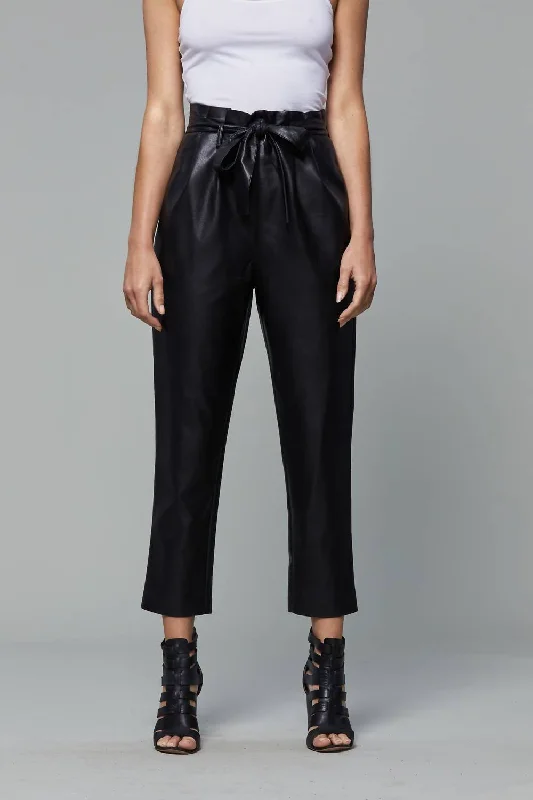 Ripped jeans for women in a punk styleLeather Paperbag Pant In Black Vegan