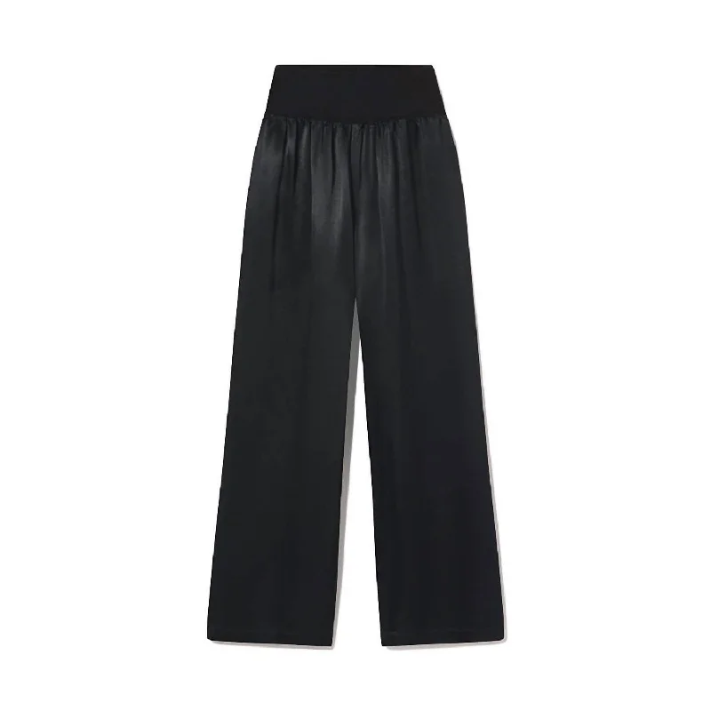 Ripped wide leg boyfriend jeans for women in a casual and cool styleLola Satin Pant In Black