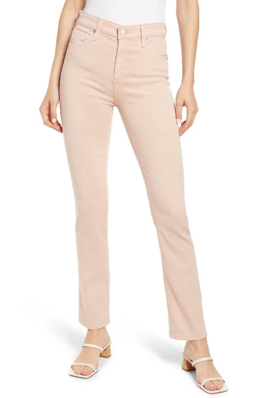 High rise cigarette pants for women in autumnMari Straight Leg Jeans In Vintage Pink