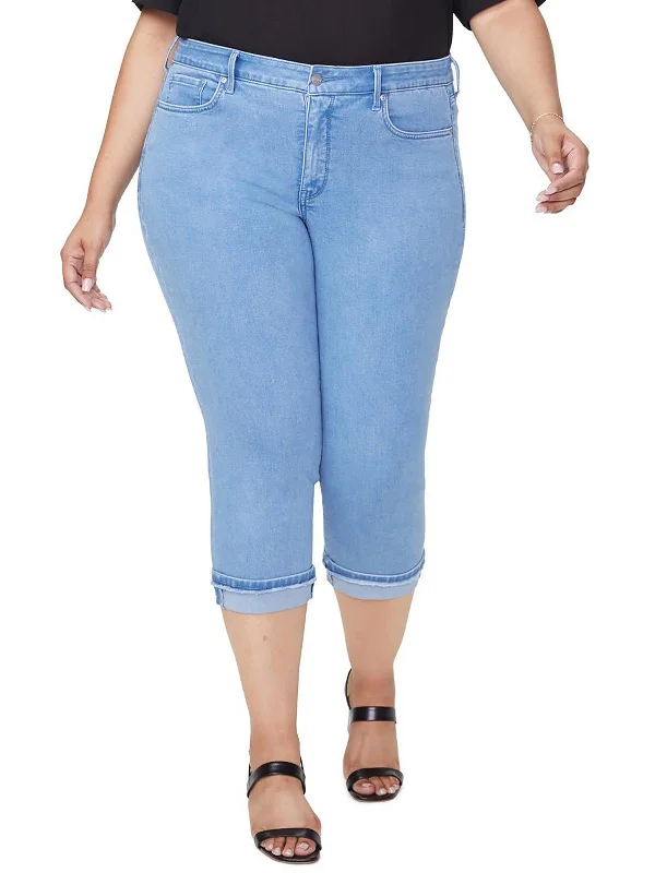 Ankle pants with zippers for women in a convenient designMarilyn Womens Straight Leg Light Wash Cropped Jeans