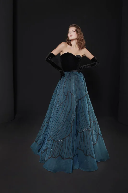 Chiffon Party Dresses with Embroidered Cuffs for Ladies' Elegant TouchMNM Couture N0518 Chiffon Party Dresses with Embroidered Cuffs for Ladies' Elegant TouchMNM Couture N0518