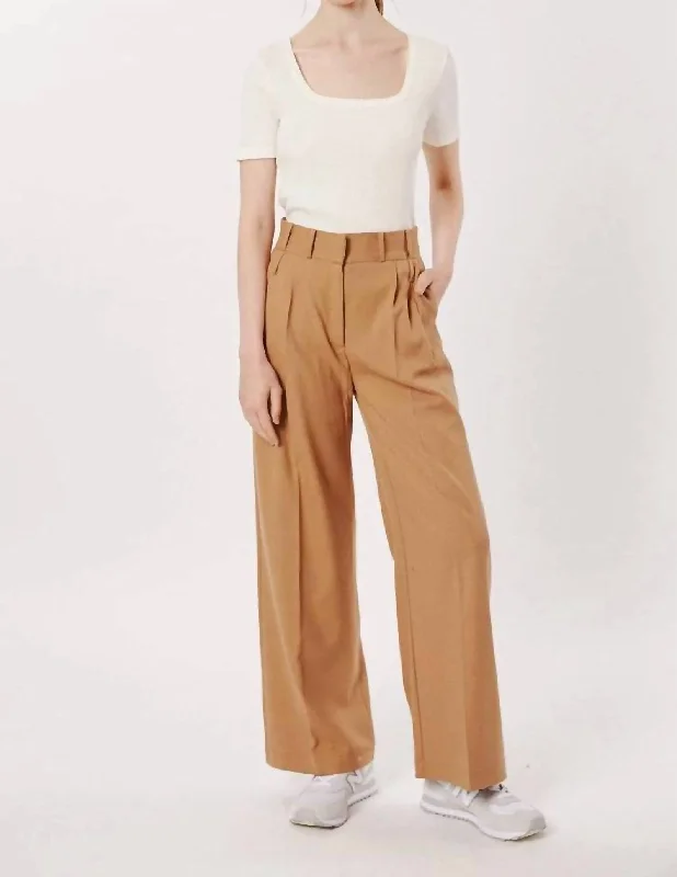 Office appropriate dress pants for women in blackMulti Tailored Pants In Camel