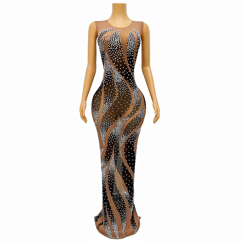 Party Dresses with Ruffled Sleeves and High Neck for Ladies' Dramatic and Elegant LookNOVANCE women dress 2023 glittering diamonds sleeveless sexy elegent evening gowns for ladies cocktail dresses for prom party