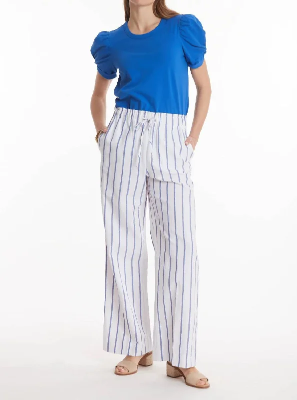 Metallic lame pants for women in a shiny stylePalmer Rail Stripe Pant In Multi