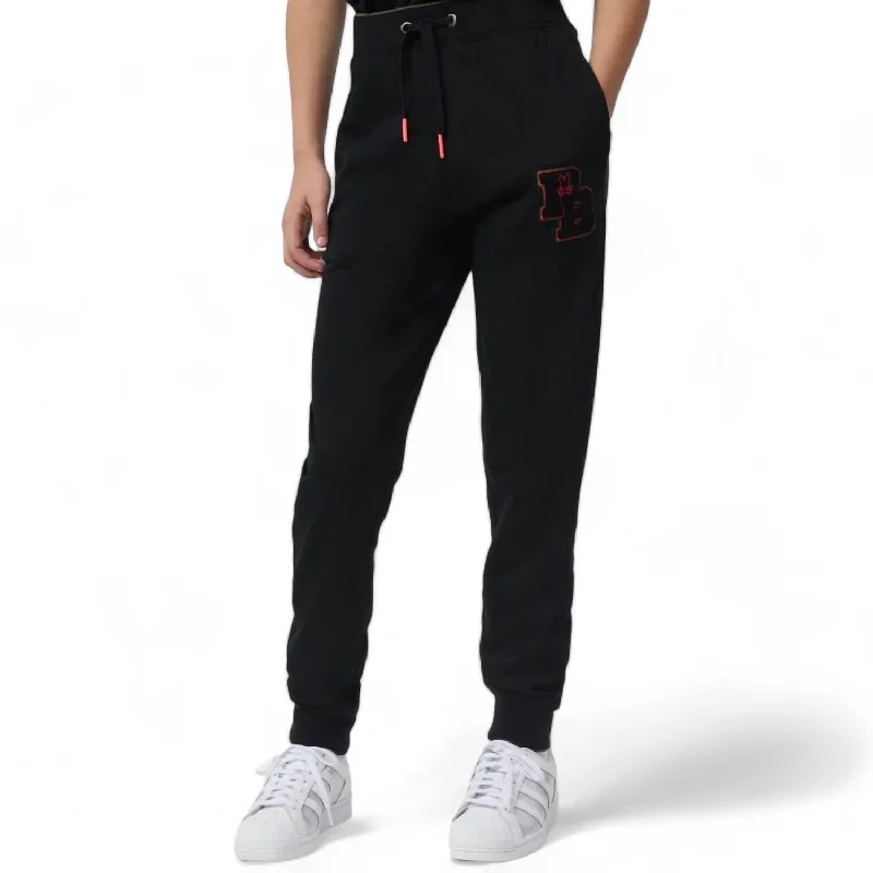Elastic waist palazzo pants for plus size womenPatchin Chenille Bunny Logo Sweatpants In Black