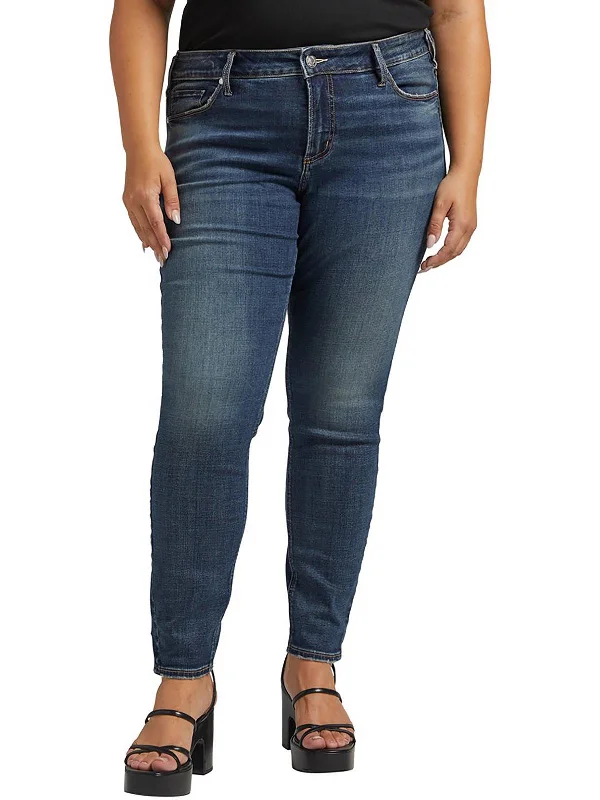 Velvet wide leg jeans for women in a luxurious and trendy stylePlus Elyse Womens Mid-Rise Comfort Fit Skinny Jeans