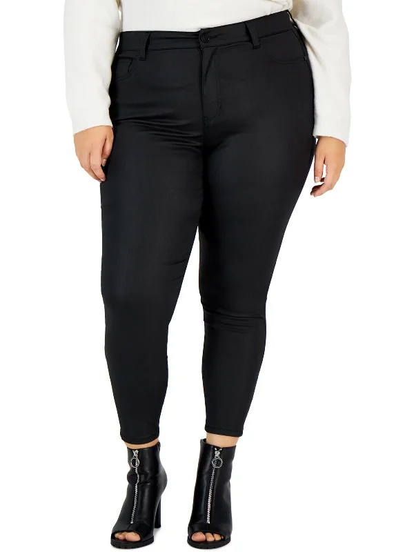 Ripped jeans for women in a punk stylePlus Womens High Rise Coated Skinny Pants